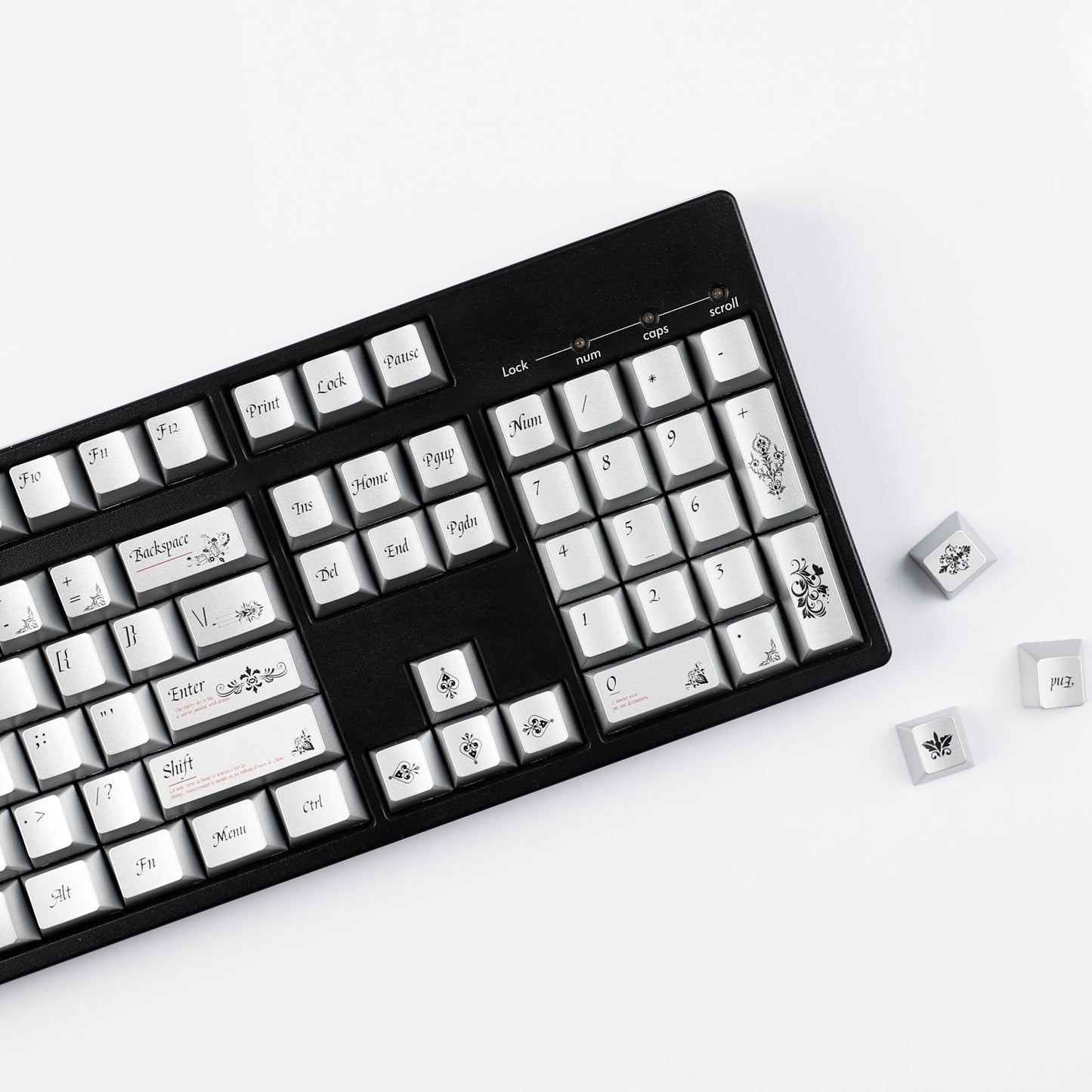 YMDK 126 keys Key of Time Theme Cherry Profile Metal Texture Keycaps Five-sided Dye Sub UV Print Keycap for 61/68/75/87/96/100/104/108 MX Mechanical Keyboard