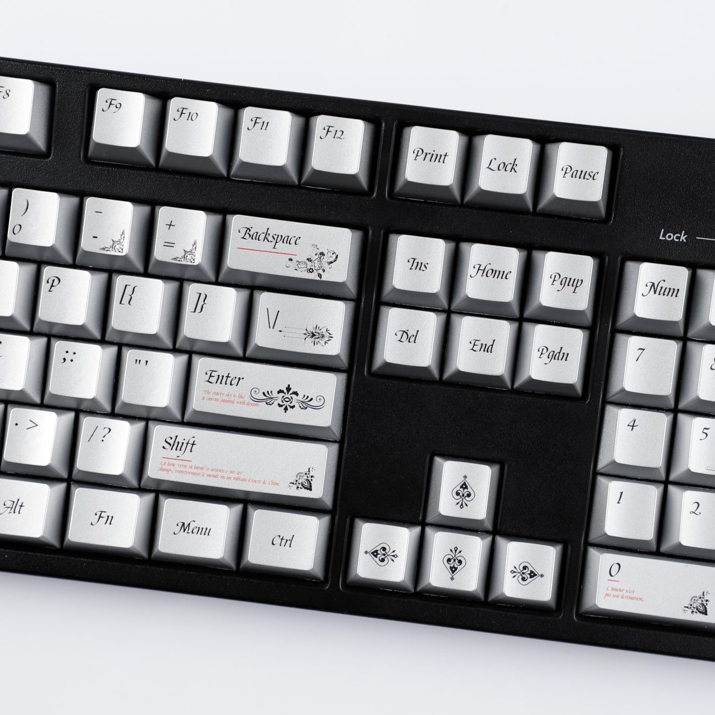 YMDK 126 keys Key of Time Theme Cherry Profile Metal Texture Keycaps Five-sided Dye Sub UV Print Keycap for 61/68/75/87/96/100/104/108 MX Mechanical Keyboard