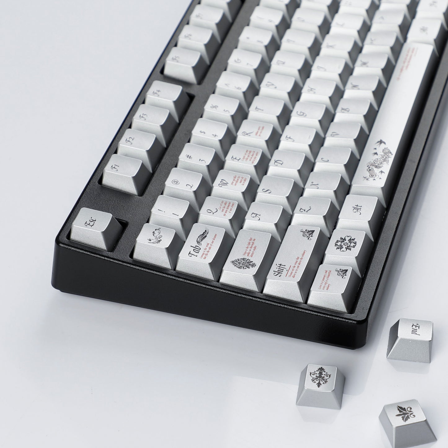 YMDK 126 keys Key of Time Theme Cherry Profile Metal Texture Keycaps Five-sided Dye Sub UV Print Keycap for 61/68/75/87/96/100/104/108 MX Mechanical Keyboard