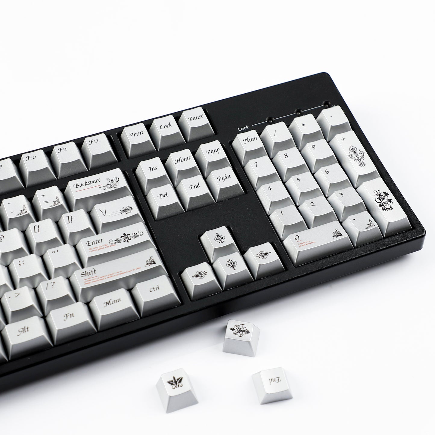 YMDK 126 keys Key of Time Theme Cherry Profile Metal Texture Keycaps Five-sided Dye Sub UV Print Keycap for 61/68/75/87/96/100/104/108 MX Mechanical Keyboard