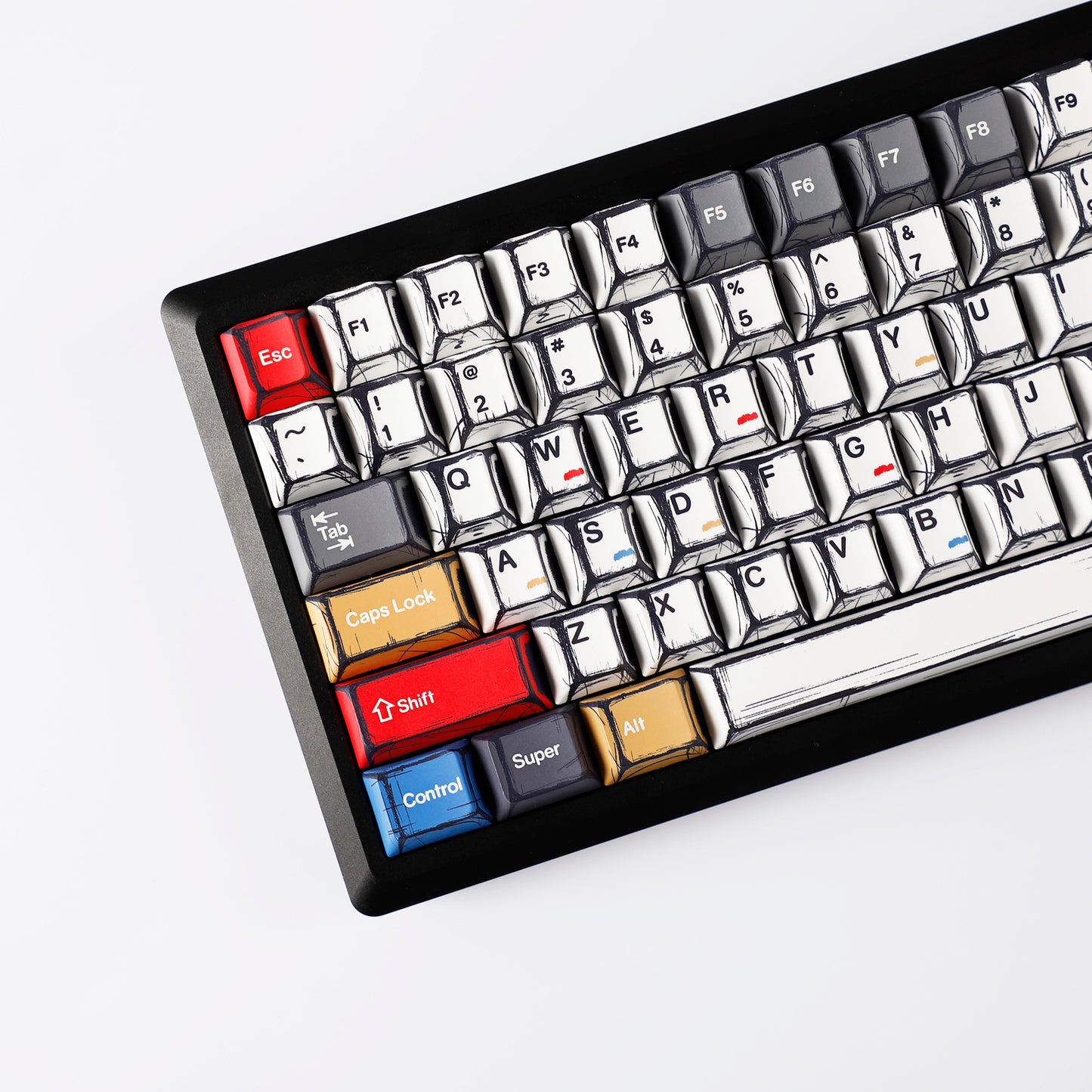 YMDK Comic Style Complete Full Set 136 Keys Keycaps Mixed Light Keycap Creative Interesting PBT Cherry Profile Dye Sub for MX Mechanical Keyboard
