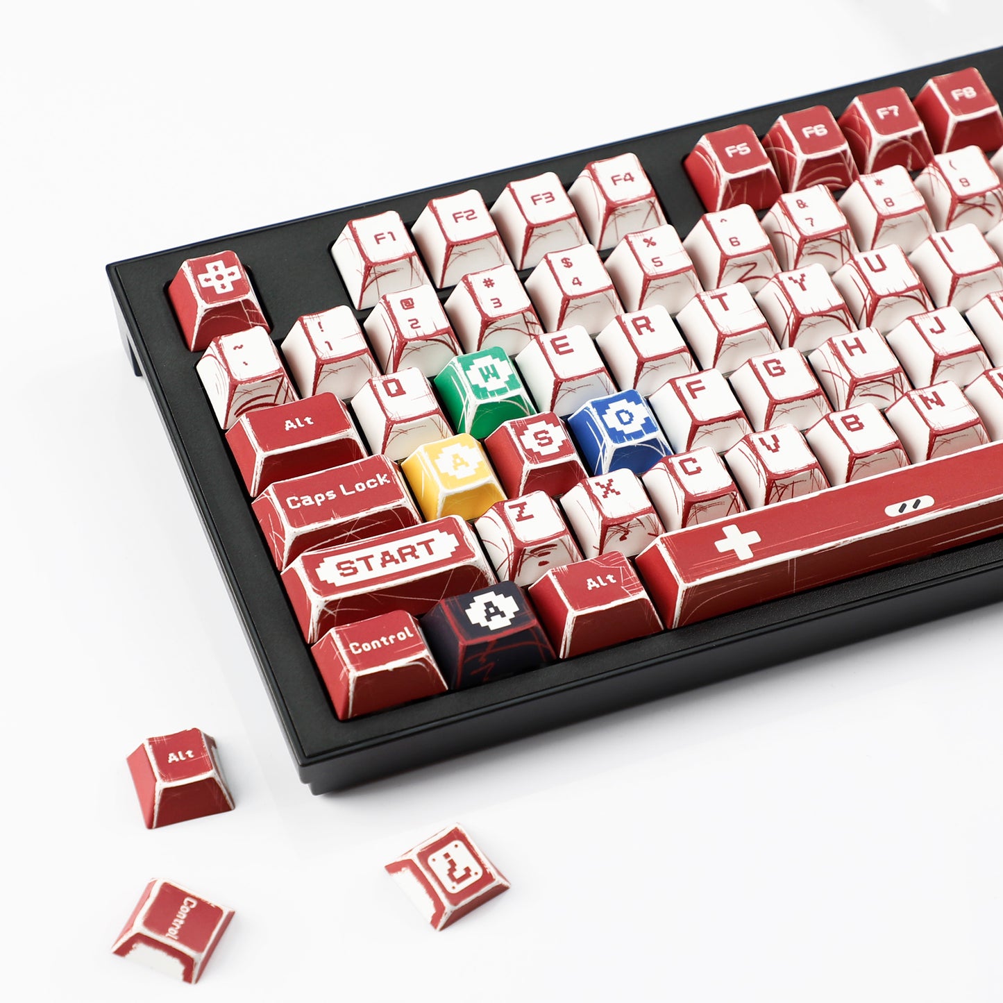 YMDK 137 Gameboy Retro Manga Keycaps Dye Sub Cherry Profile for 61/68/75/87/98/104/108 MX Mechanical Keyboard