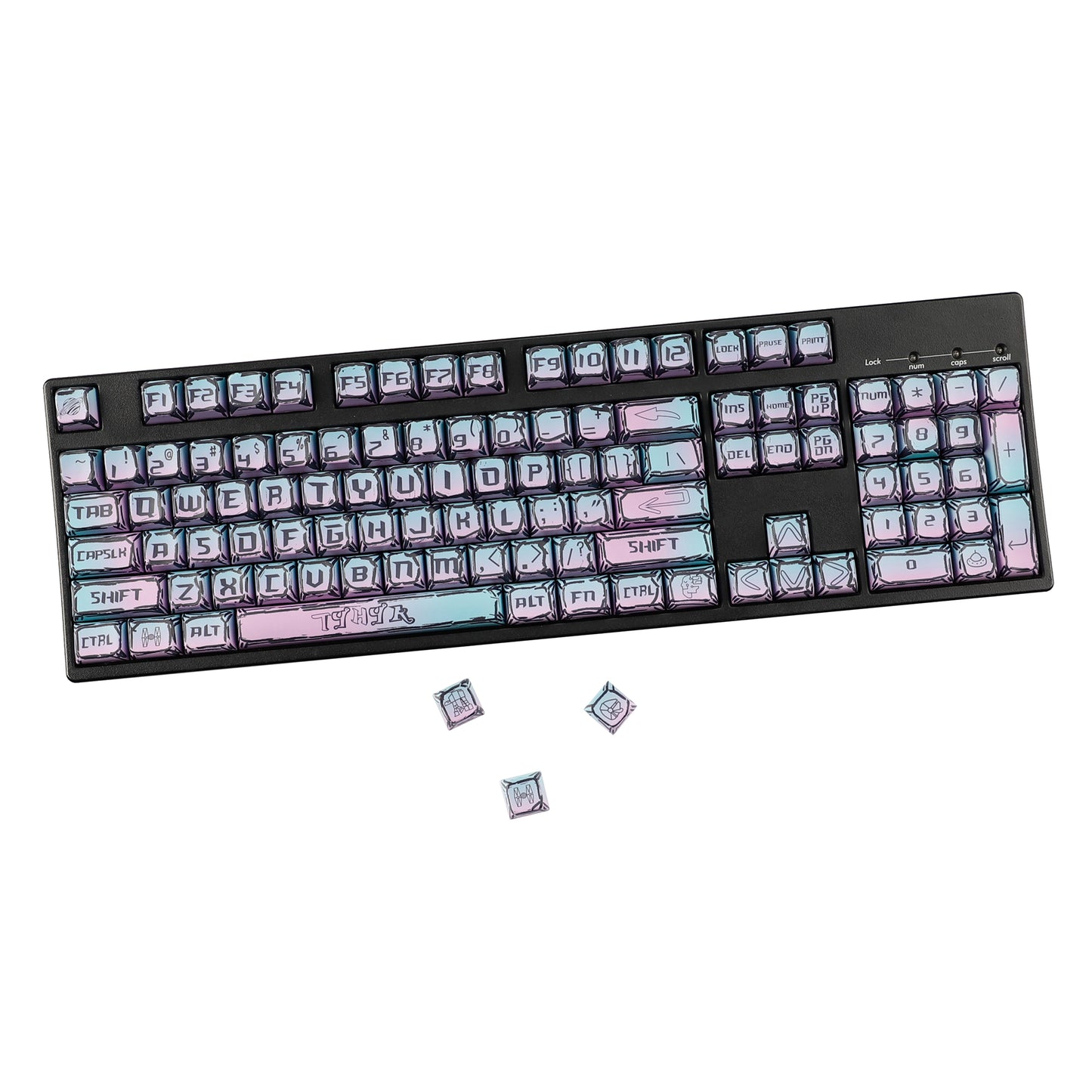 YMDK Cyberpunk Keycaps 126 keys Gradient Color Five-sided Dye Sub MDA Profile PBT MX Mechanical Keyboard Keycap 65/75/87/98/100/104