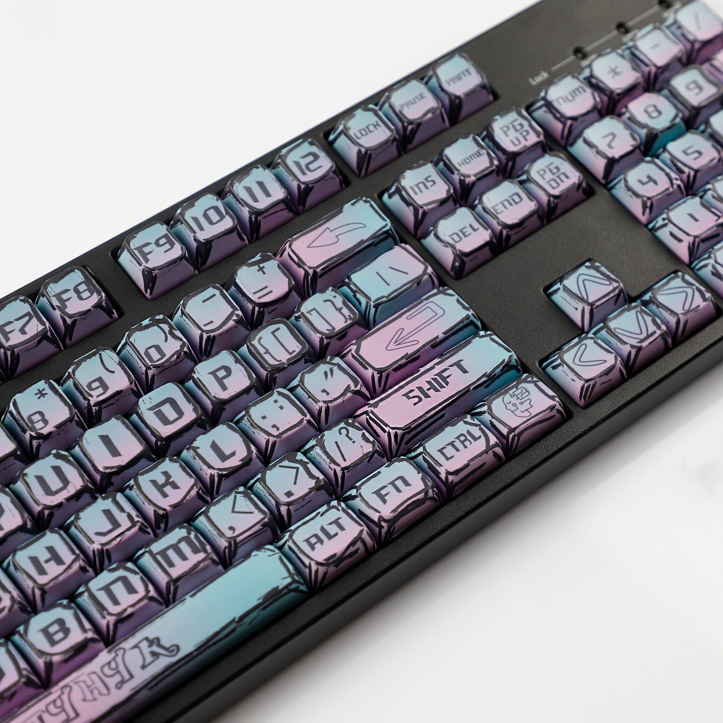 YMDK Cyberpunk Keycaps 126 keys Gradient Color Five-sided Dye Sub MDA Profile PBT MX Mechanical Keyboard Keycap 65/75/87/98/100/104