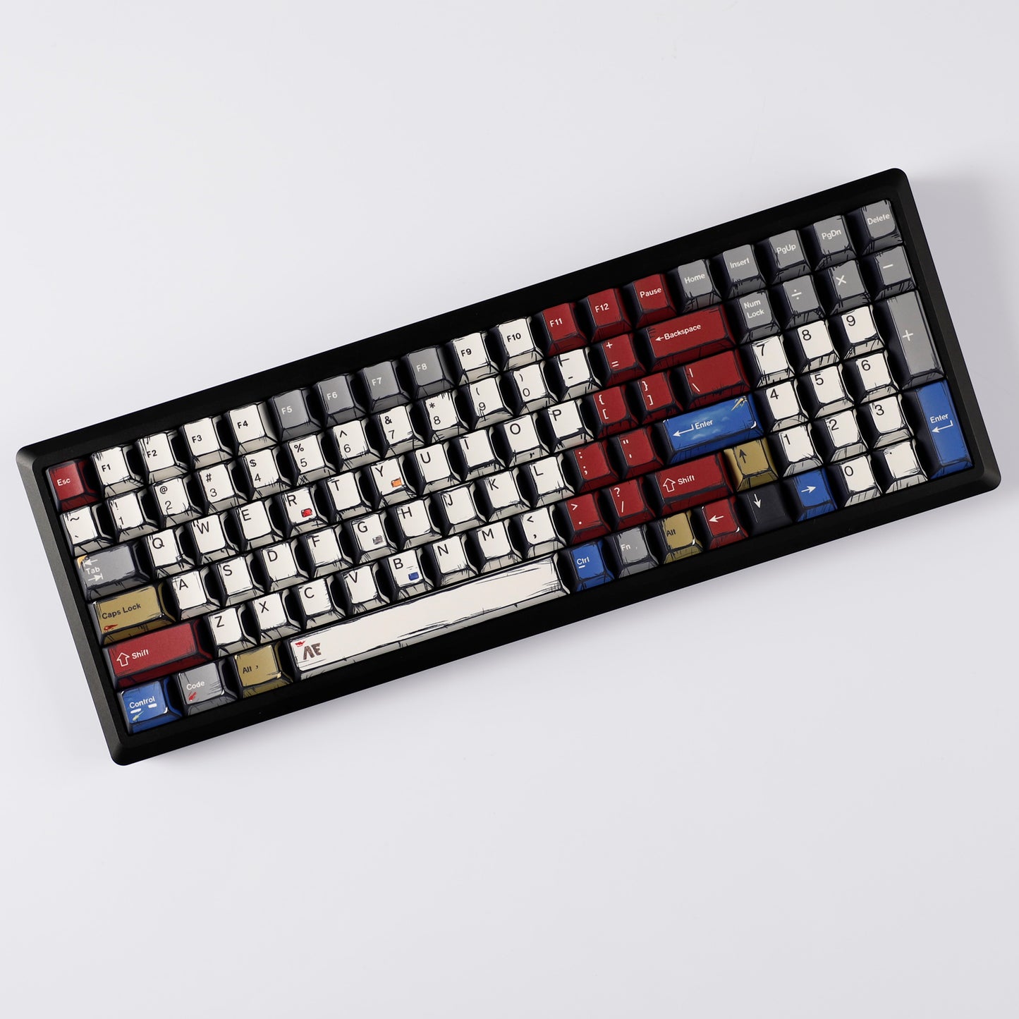 YMDK Retro Manga Theme Keycaps English German QWERTZ Layout Anime Comic Full Set 141 Keys Creative Interesting Homemade Custom Keycap PBT Dye Sub Cherry Profile Key Caps for MX Mechanical Keyboard