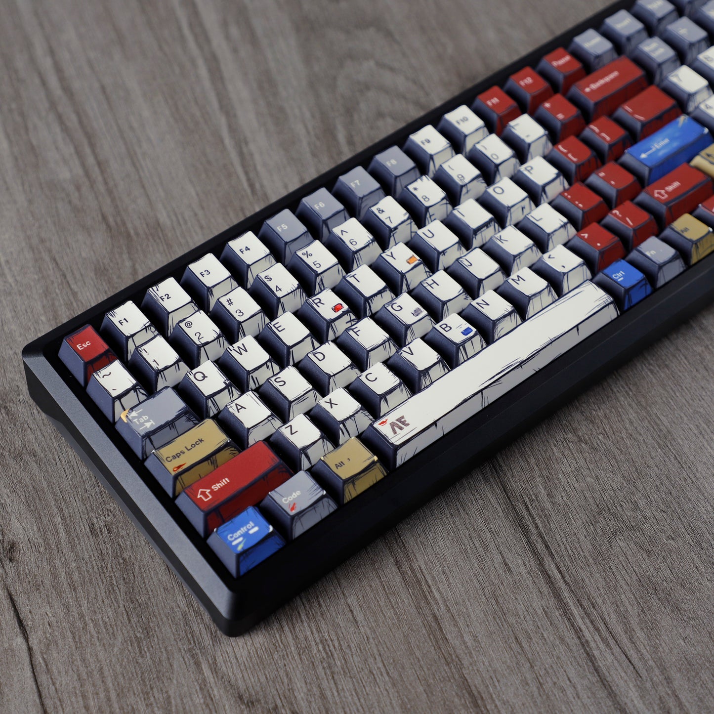 YMDK Retro Manga Theme Keycaps English German QWERTZ Layout Anime Comic Full Set 141 Keys Creative Interesting Homemade Custom Keycap PBT Dye Sub Cherry Profile Key Caps for MX Mechanical Keyboard