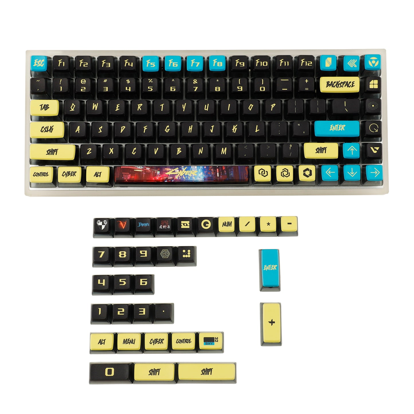 YMDK Punk Style Smoky 116 Keycaps(ASA Profile PBT Backlit)