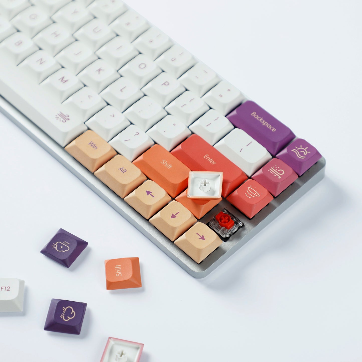 YMDK Ultra-slim Low profile keycap Side Print MX Series PBT Keycap for 61/64/75/87/96 ultra-slim keyboard