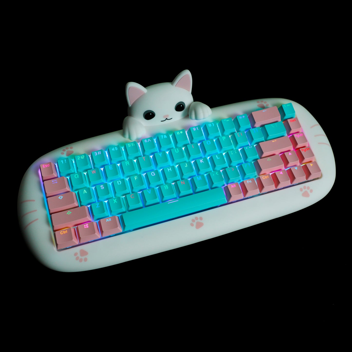 YMDK Meow68 keyboard Cat Custom Triple-Mode RGB Hot Swappable meow 68 Mechanical Keyboard Barebone(Support Macro Programmable Bluetooth&Wired&2.4G)