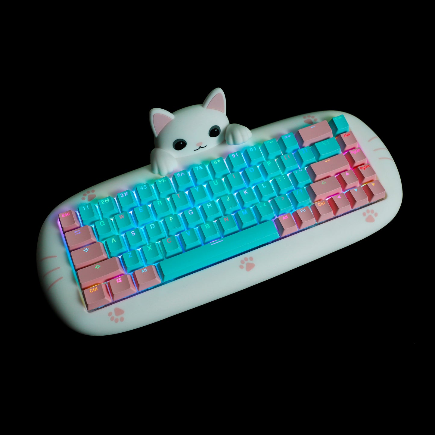 YMDK Meow68 keyboard Cat Custom Triple-Mode RGB Hot Swappable meow 68 Fully Mechanical Keyboard(Support Macro Programmable Bluetooth&Wired&2.4G)
