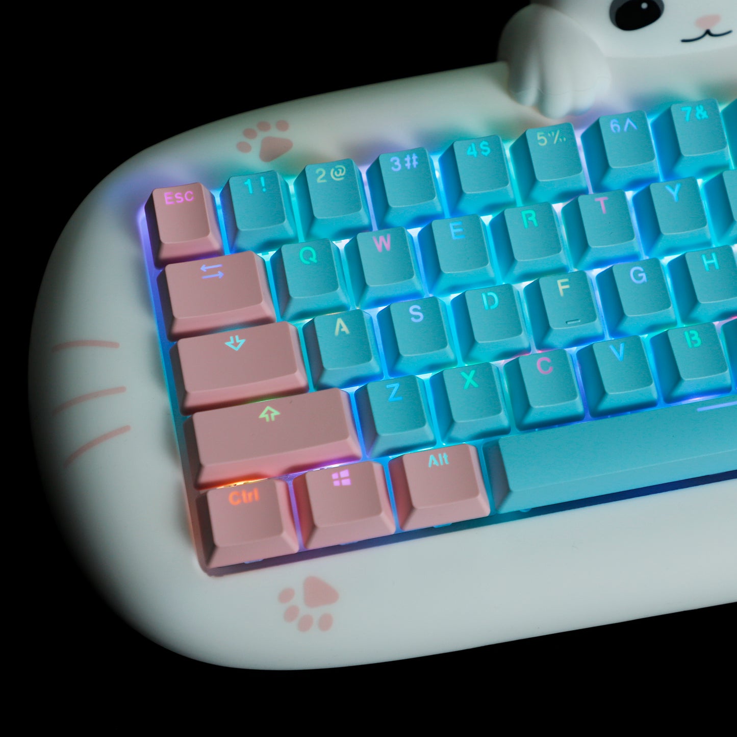 YMDK Meow68 keyboard Cat Custom Triple-Mode RGB Hot Swappable meow 68 Fully Mechanical Keyboard(Support Macro Programmable Bluetooth&Wired&2.4G)