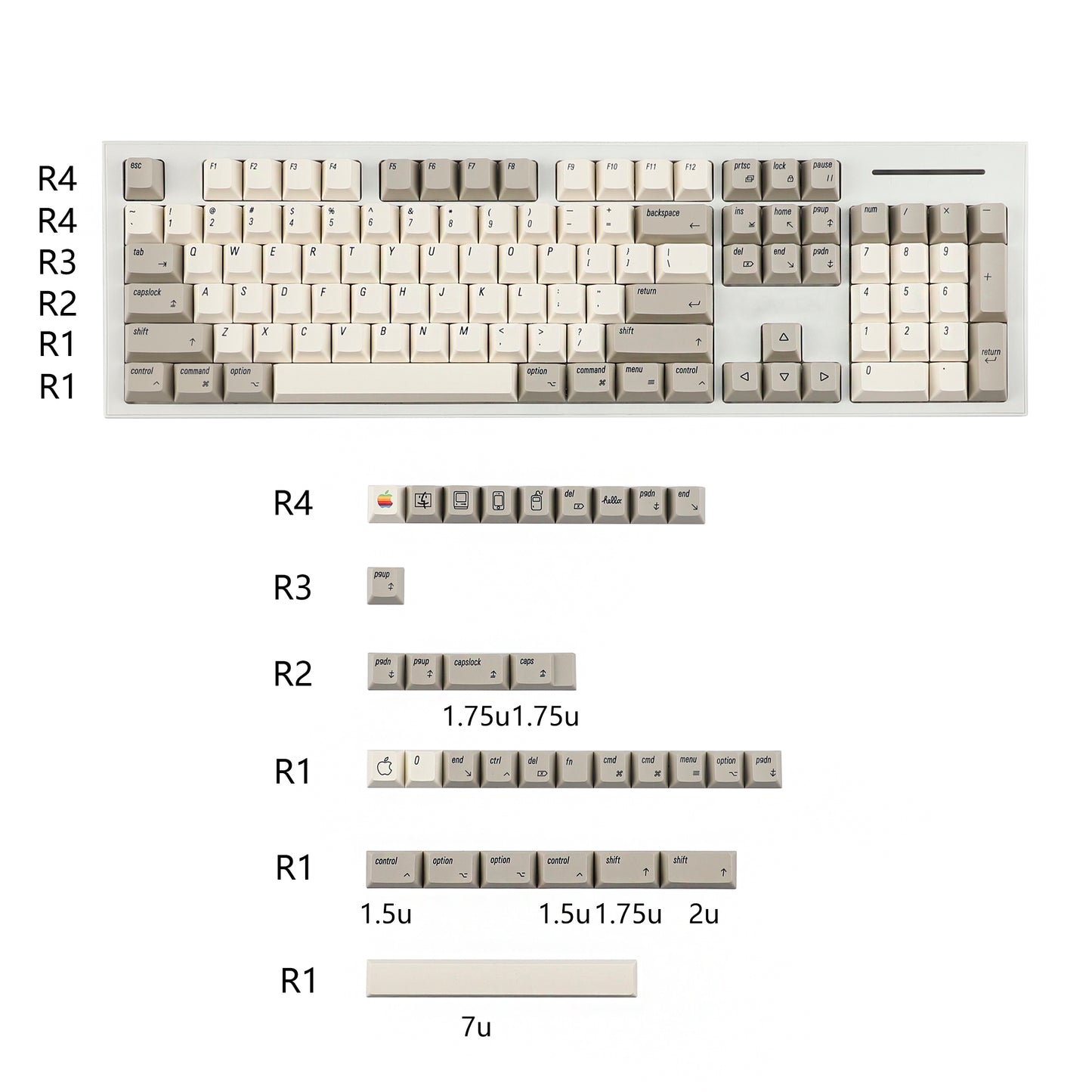 YMDK English Korean 135 Keys MAC Apple Retro Keycaps Cherry Profile PBT Dye Sublimation for 75/87/98/104/108 MX Mechanical Keyboard
