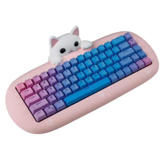 YMDK Meow68 keyboard Cat Custom Triple-Mode RGB Hot Swappable meow 68 Fully Mechanical Keyboard(Support Macro Programmable Bluetooth&Wired&2.4G)