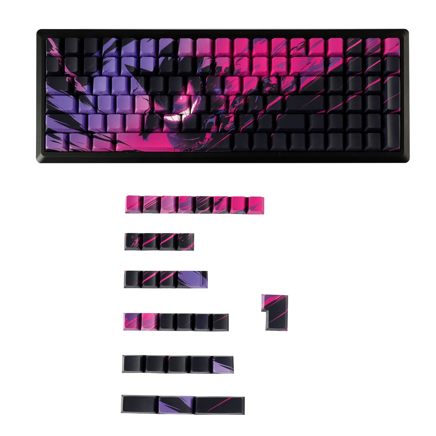 YMDK 131 Coal Briquette Ghost Keycap Cherry Profile Dye Sub Double Shot Sidelit PBT Keycaps for 65/75/87/98/100/104 MX Mechanical keyboard