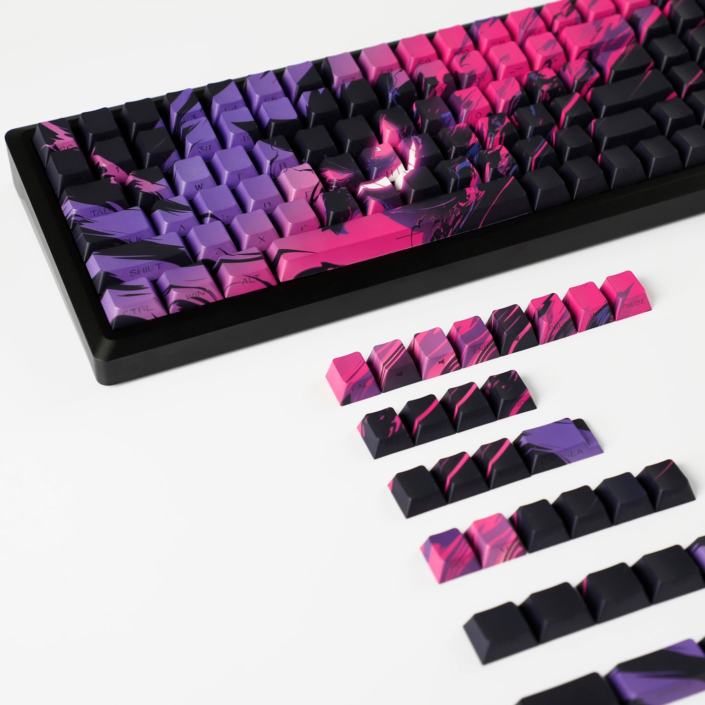 YMDK 131 Coal Briquette Ghost Keycap Cherry Profile Dye Sub Double Shot Sidelit PBT Keycaps for 65/75/87/98/100/104 MX Mechanical keyboard