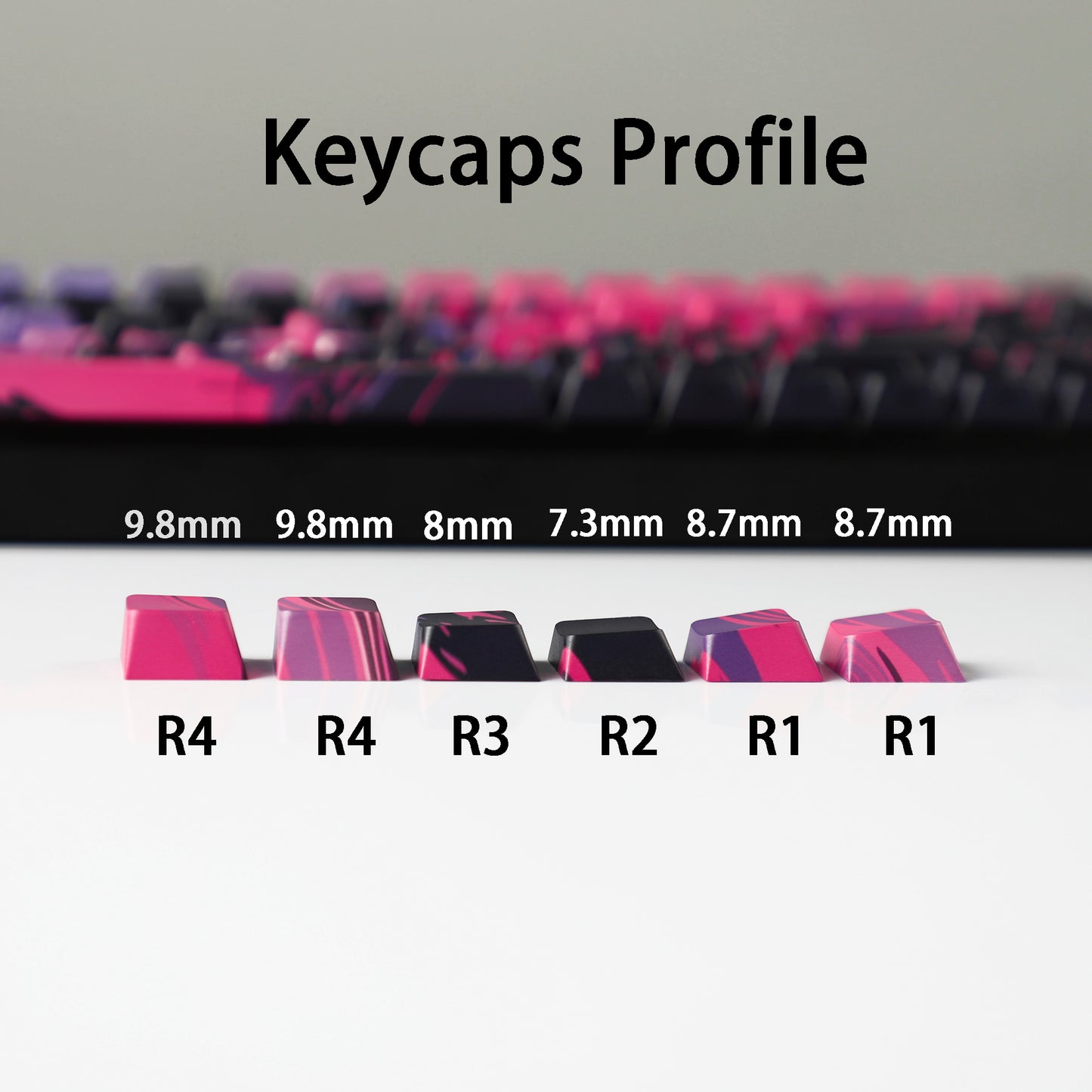YMDK 131 Coal Briquette Ghost Keycap Cherry Profile Dye Sub Double Shot Sidelit PBT Keycaps for 65/75/87/98/100/104 MX Mechanical keyboard