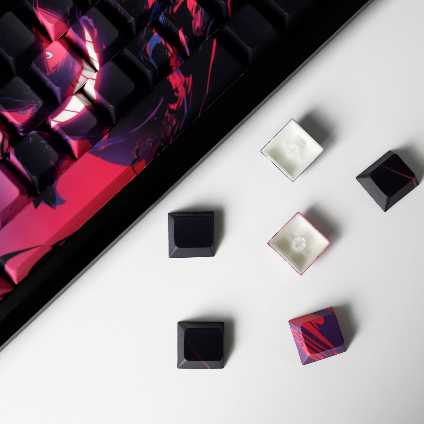 YMDK 131 Coal Briquette Ghost Keycap Cherry Profile Dye Sub Double Shot Sidelit PBT Keycaps for 65/75/87/98/100/104 MX Mechanical keyboard