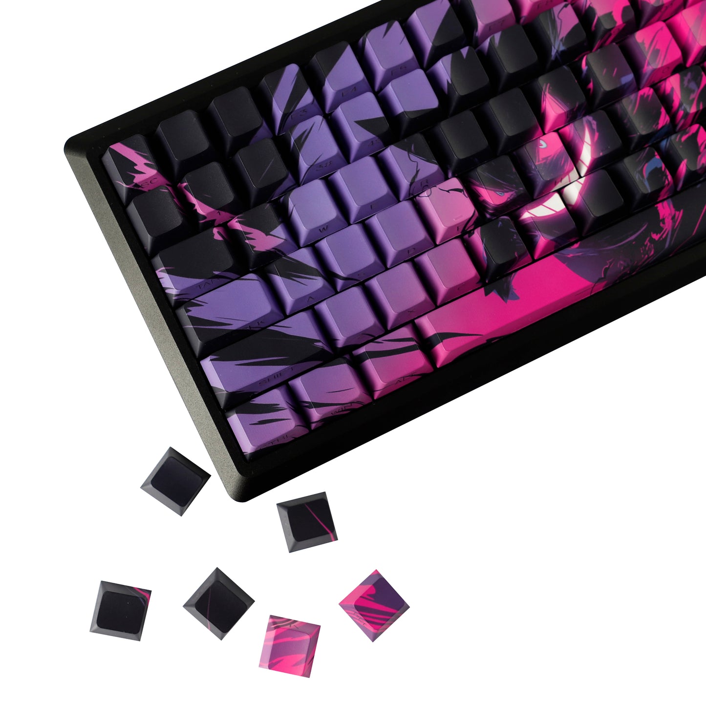 YMDK 131 Coal Briquette Ghost Keycap Cherry Profile Dye Sub Double Shot Sidelit PBT Keycaps for 65/75/87/98/100/104 MX Mechanical keyboard