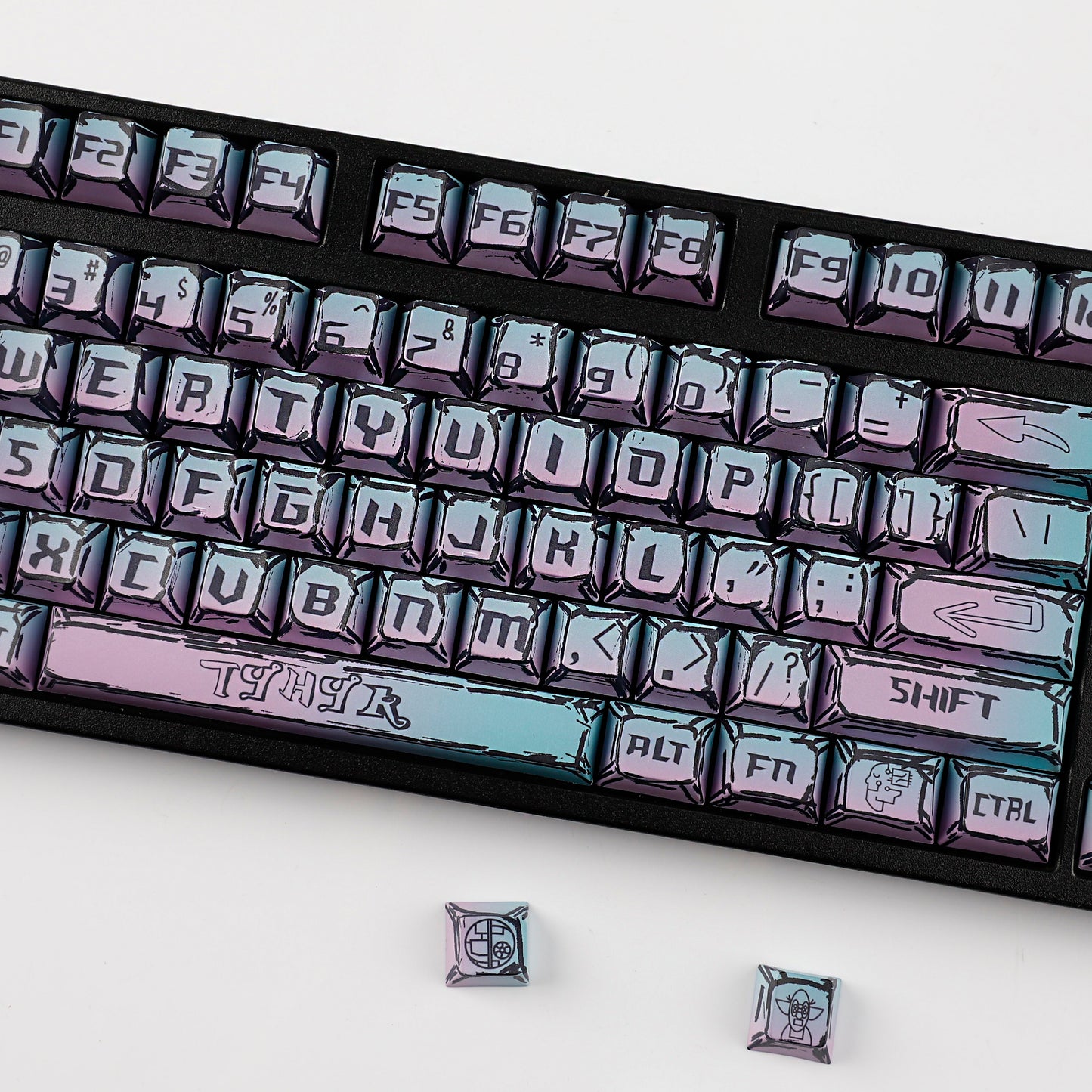 YMDK Cyberpunk Keycaps 126 keys Gradient Color Five-sided Dye Sub MDA Profile PBT MX Mechanical Keyboard Keycap 65/75/87/98/100/104