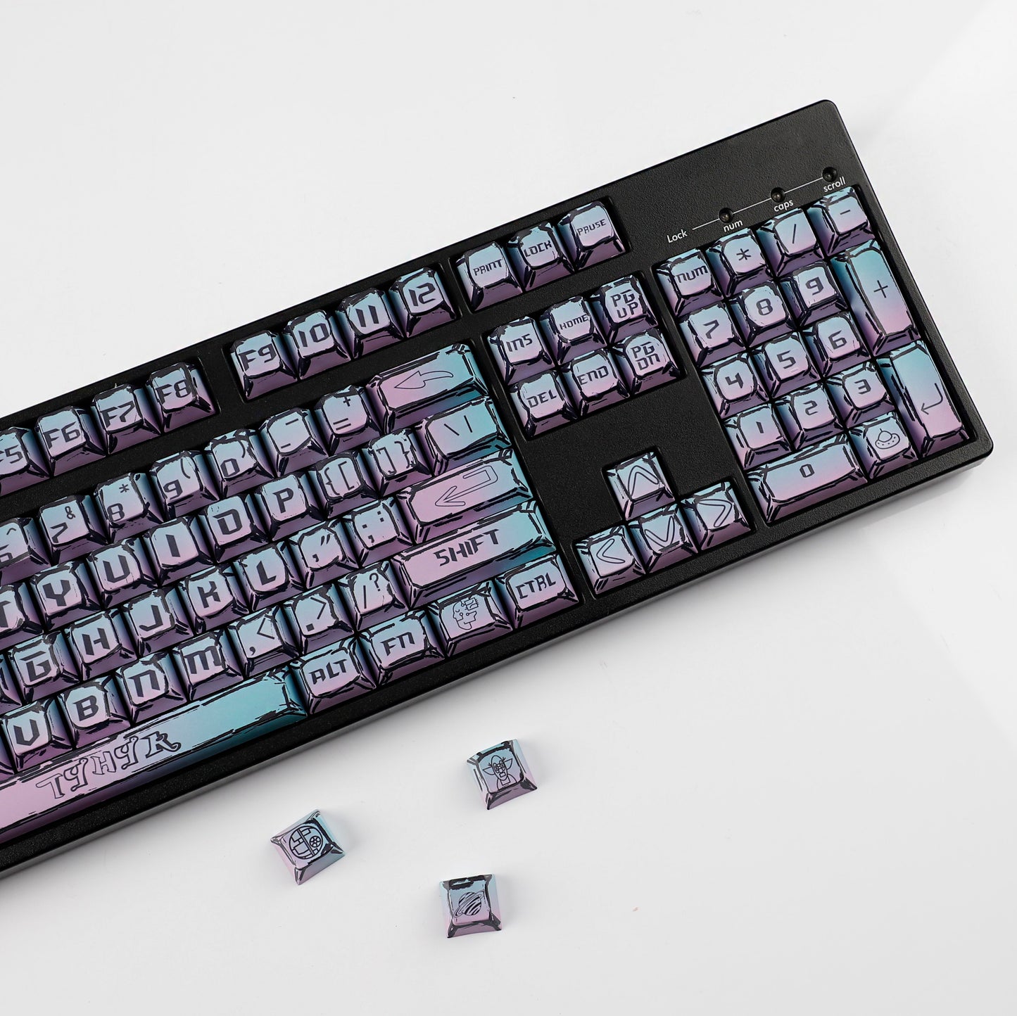 YMDK Cyberpunk Keycaps 126 keys Gradient Color Five-sided Dye Sub MDA Profile PBT MX Mechanical Keyboard Keycap 65/75/87/98/100/104