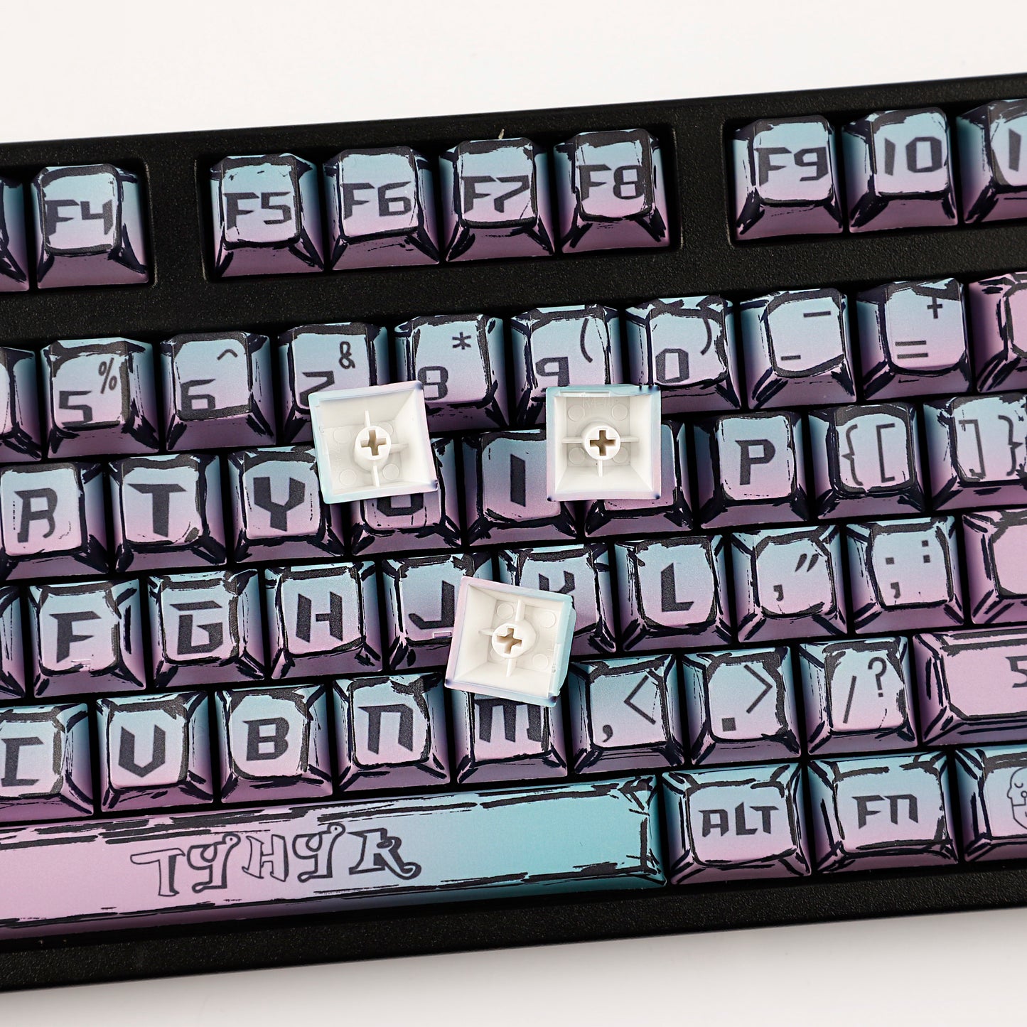 YMDK Cyberpunk Keycaps 126 keys Gradient Color Five-sided Dye Sub MDA Profile PBT MX Mechanical Keyboard Keycap 65/75/87/98/100/104