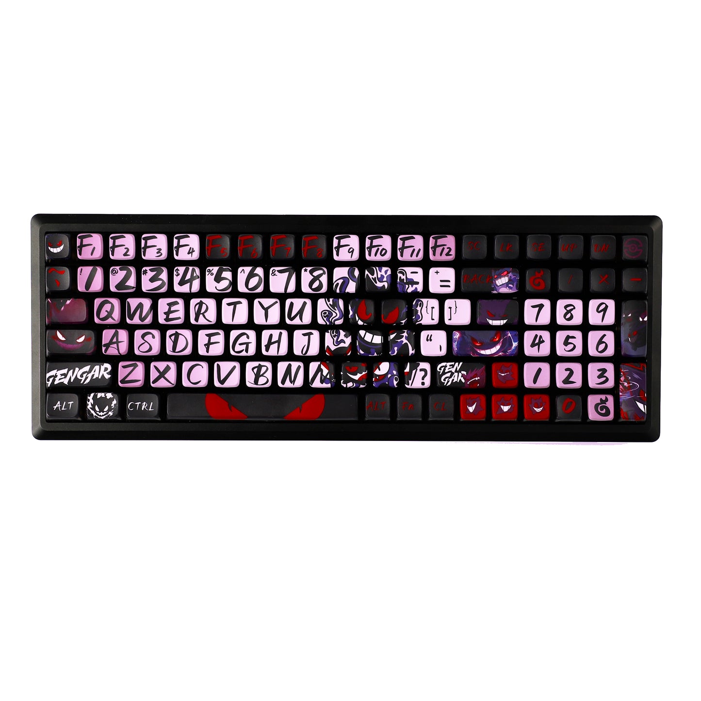 YMDK Evil Briquettes Gengar Cartoon Keycaps Translucent Full Set 122 keys MDA Profile PBT+PC Dye Sub Cool Custom Keycaps for MX Mechanical Keyboard