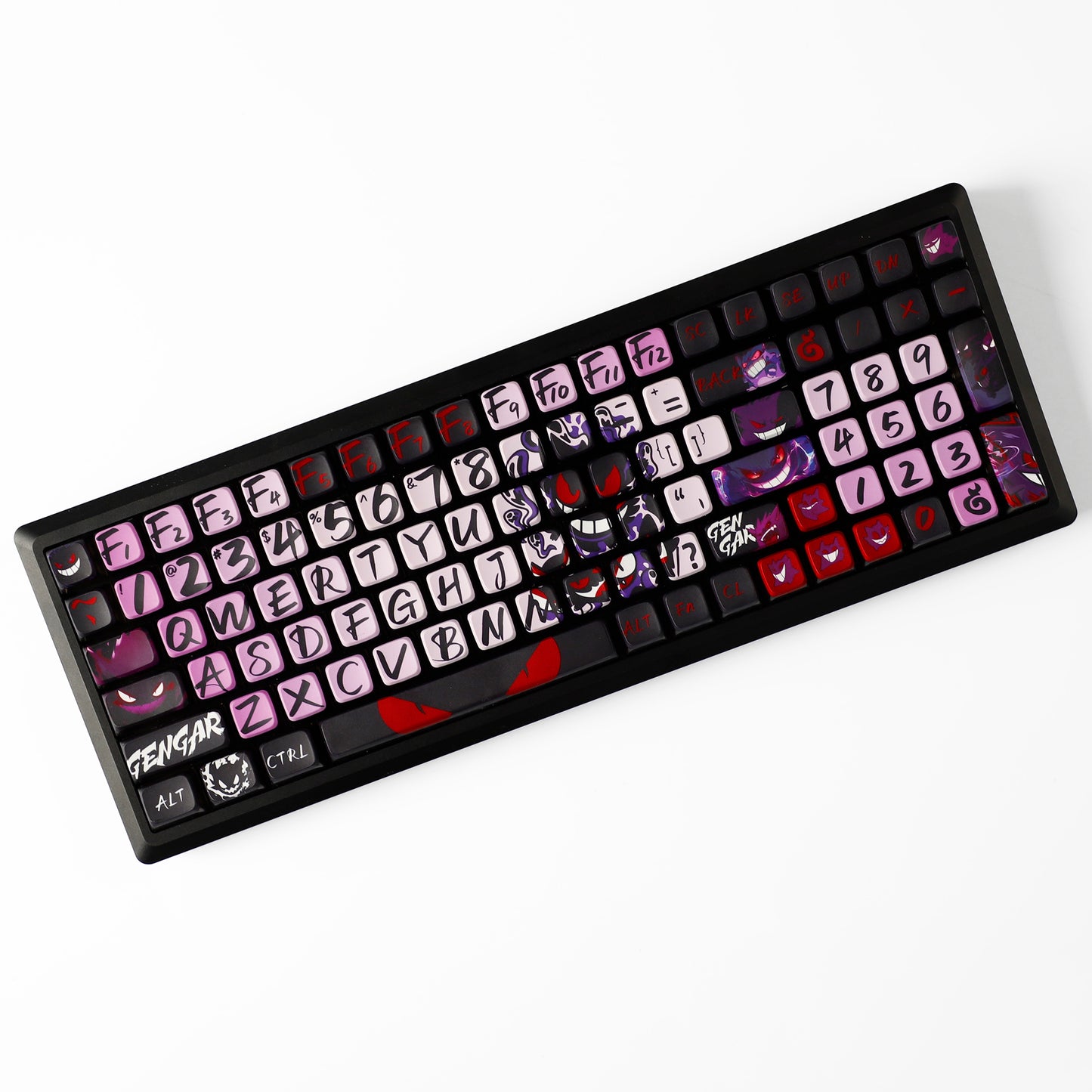 YMDK Evil Briquettes Gengar Cartoon Keycaps Translucent Full Set 122 keys MDA Profile PBT+PC Dye Sub Cool Custom Keycaps for MX Mechanical Keyboard