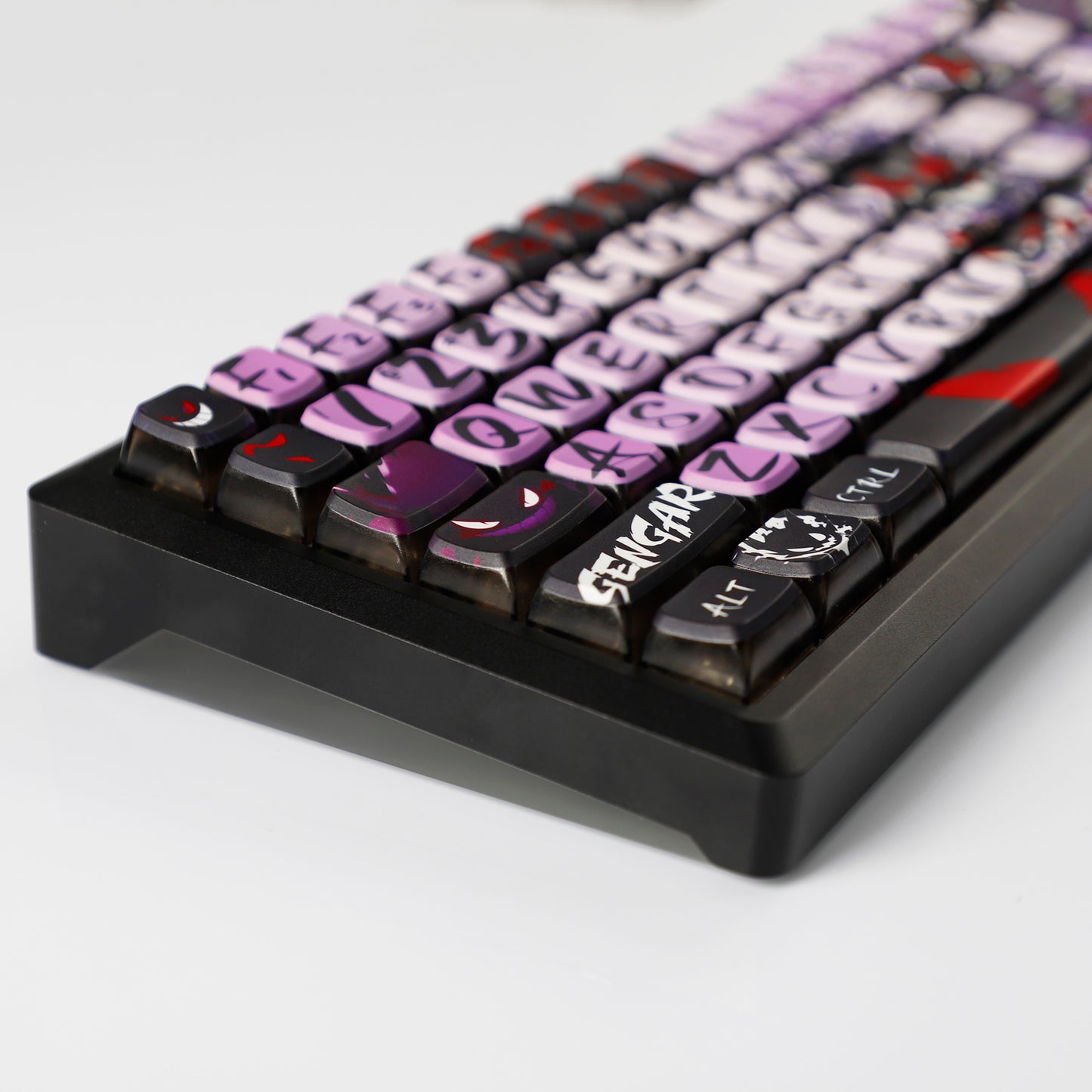 YMDK Evil Briquettes Gengar Cartoon Keycaps Translucent Full Set 122 keys MDA Profile PBT+PC Dye Sub Cool Custom Keycaps for MX Mechanical Keyboard