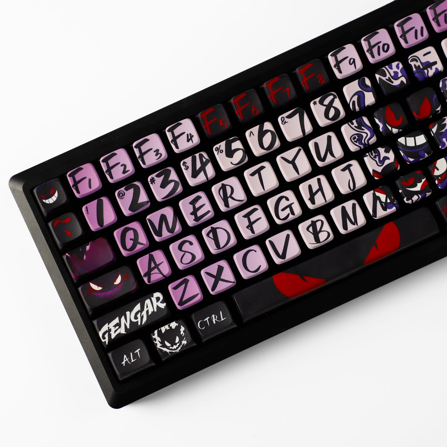 YMDK Evil Briquettes Gengar Cartoon Keycaps Translucent Full Set 122 keys MDA Profile PBT+PC Dye Sub Cool Custom Keycaps for MX Mechanical Keyboard