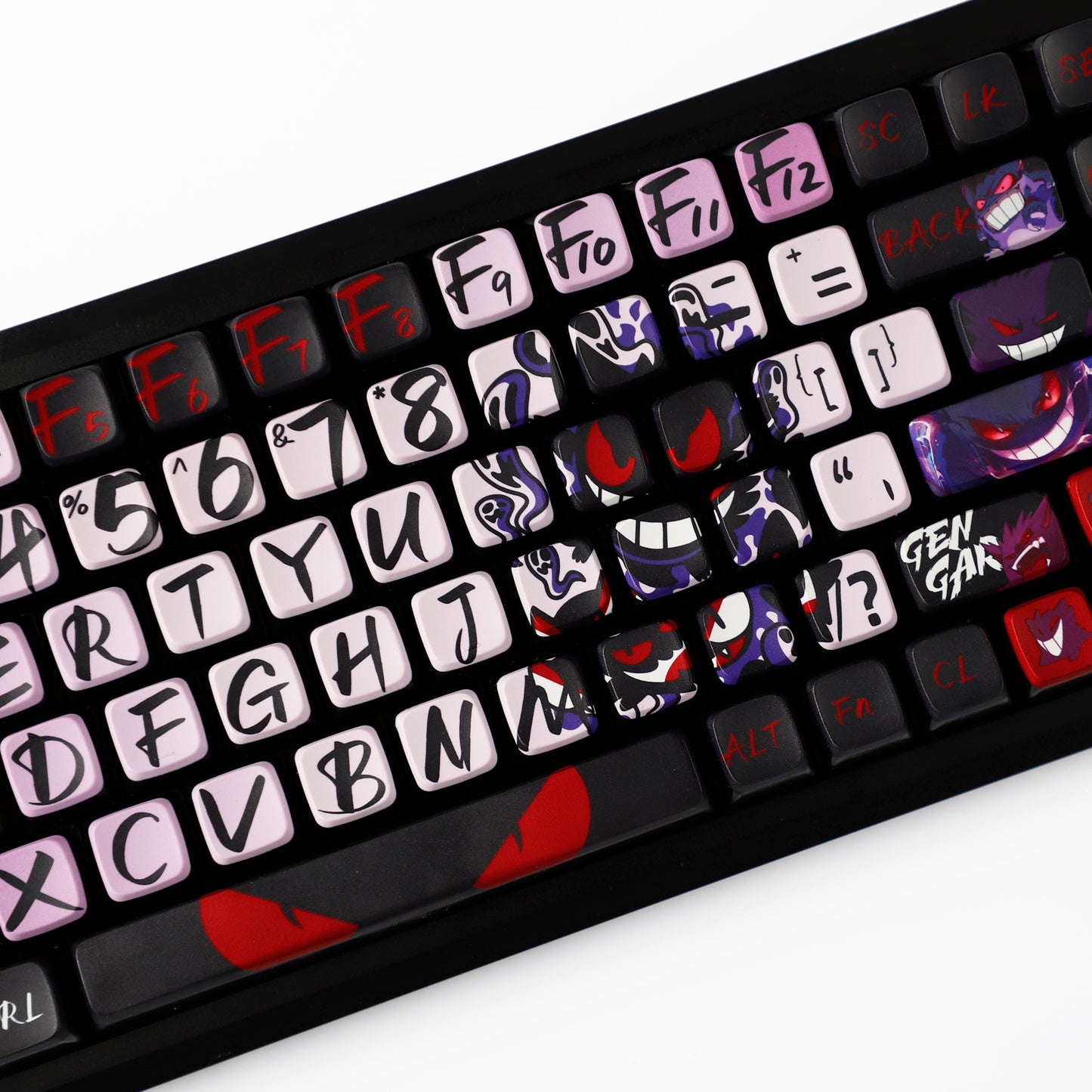 YMDK Evil Briquettes Gengar Cartoon Keycaps Translucent Full Set 122 keys MDA Profile PBT+PC Dye Sub Cool Custom Keycaps for MX Mechanical Keyboard