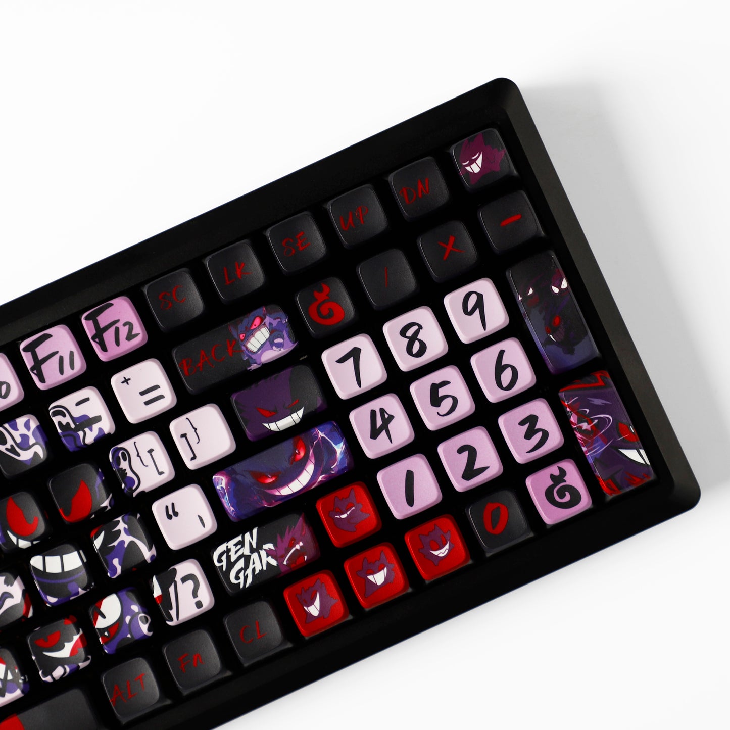 YMDK Evil Briquettes Gengar Cartoon Keycaps Translucent Full Set 122 keys MDA Profile PBT+PC Dye Sub Cool Custom Keycaps for MX Mechanical Keyboard