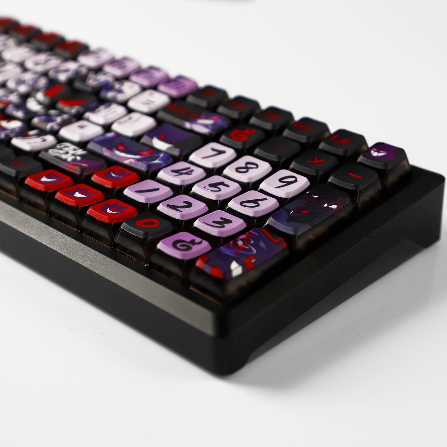YMDK Evil Briquettes Gengar Cartoon Keycaps Translucent Full Set 122 keys MDA Profile PBT+PC Dye Sub Cool Custom Keycaps for MX Mechanical Keyboard