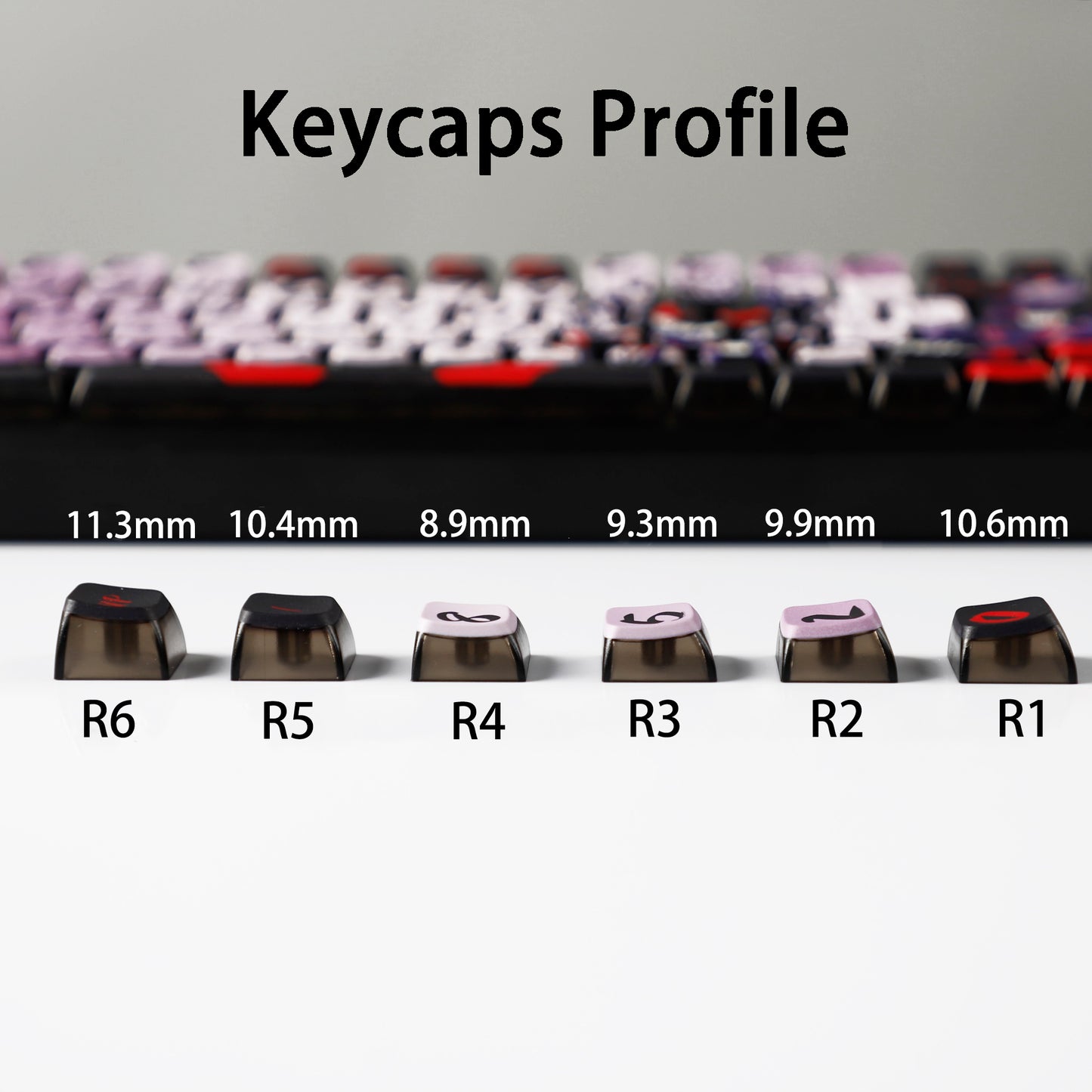 YMDK Evil Briquettes Gengar Cartoon Keycaps Translucent Full Set 122 keys MDA Profile PBT+PC Dye Sub Cool Custom Keycaps for MX Mechanical Keyboard