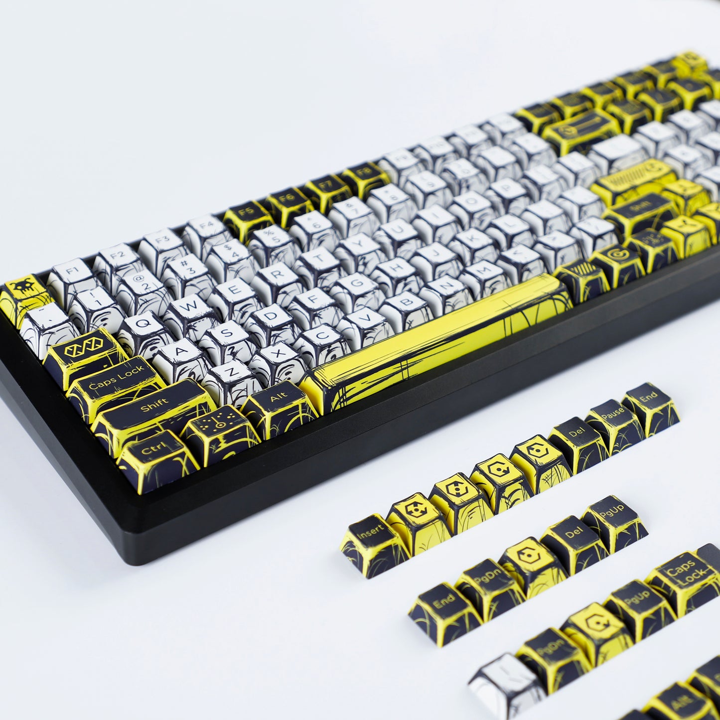 YMDK Virtual War Theme Comic Style Keycaps Full Set 138 Keys Novel Custom Mange Anime Key Caps PBT Dye Sub Cherry Profile Keycap for MX Mechanical Keyboard