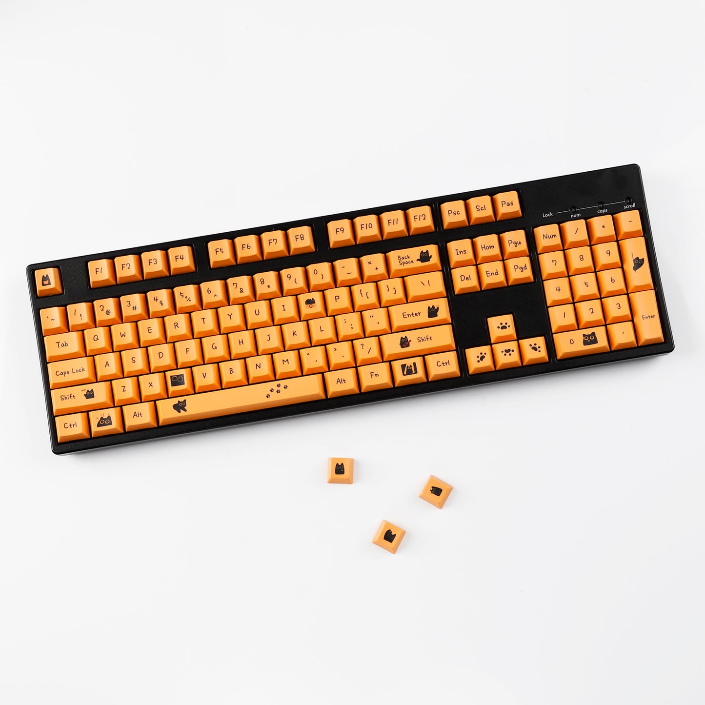 YMDK Orange Cat and Black Cat Theme 124 keys Cherry Profile Keycaps Dye Sub PBT Keycap for 65/75/87/98/100/104 MX Mechanical Keyboard