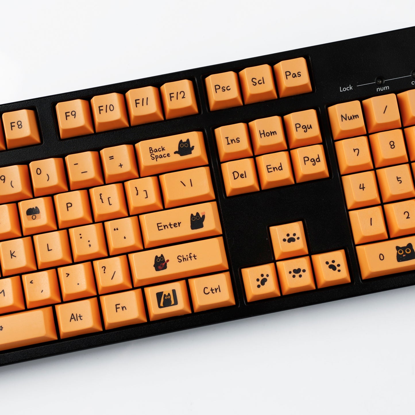 YMDK Orange Cat and Black Cat Theme 124 keys Cherry Profile Keycaps Dye Sub PBT Keycap for 65/75/87/98/100/104 MX Mechanical Keyboard
