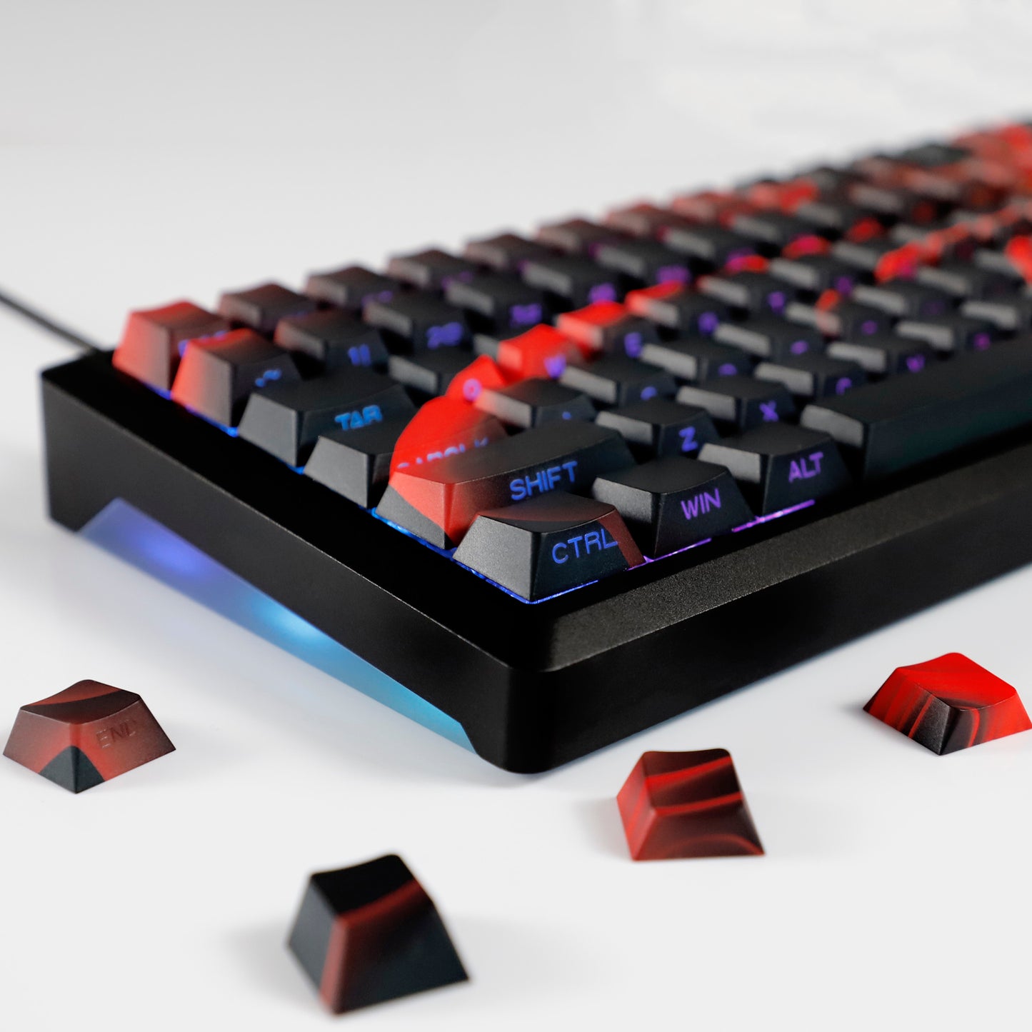 YMDK Earth Magnetic Field Series Keycaps 128 keycap Cherry Profile Sidelit Shine Through Dye Sub Thick PBT Keycaps for MX Mechanical keyboard