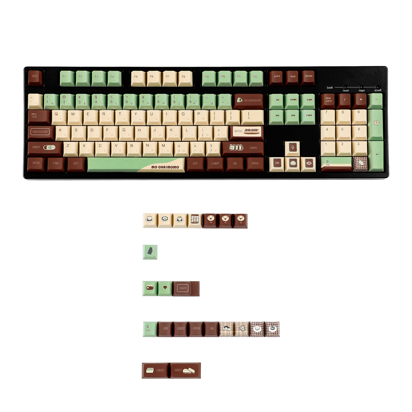 YMDK Matcha Theme 126 keys Keycaps PBT Cherry Profile Dye Sub Keycap for 65/75/87/98/100/104 MX Mechanical Keyboard