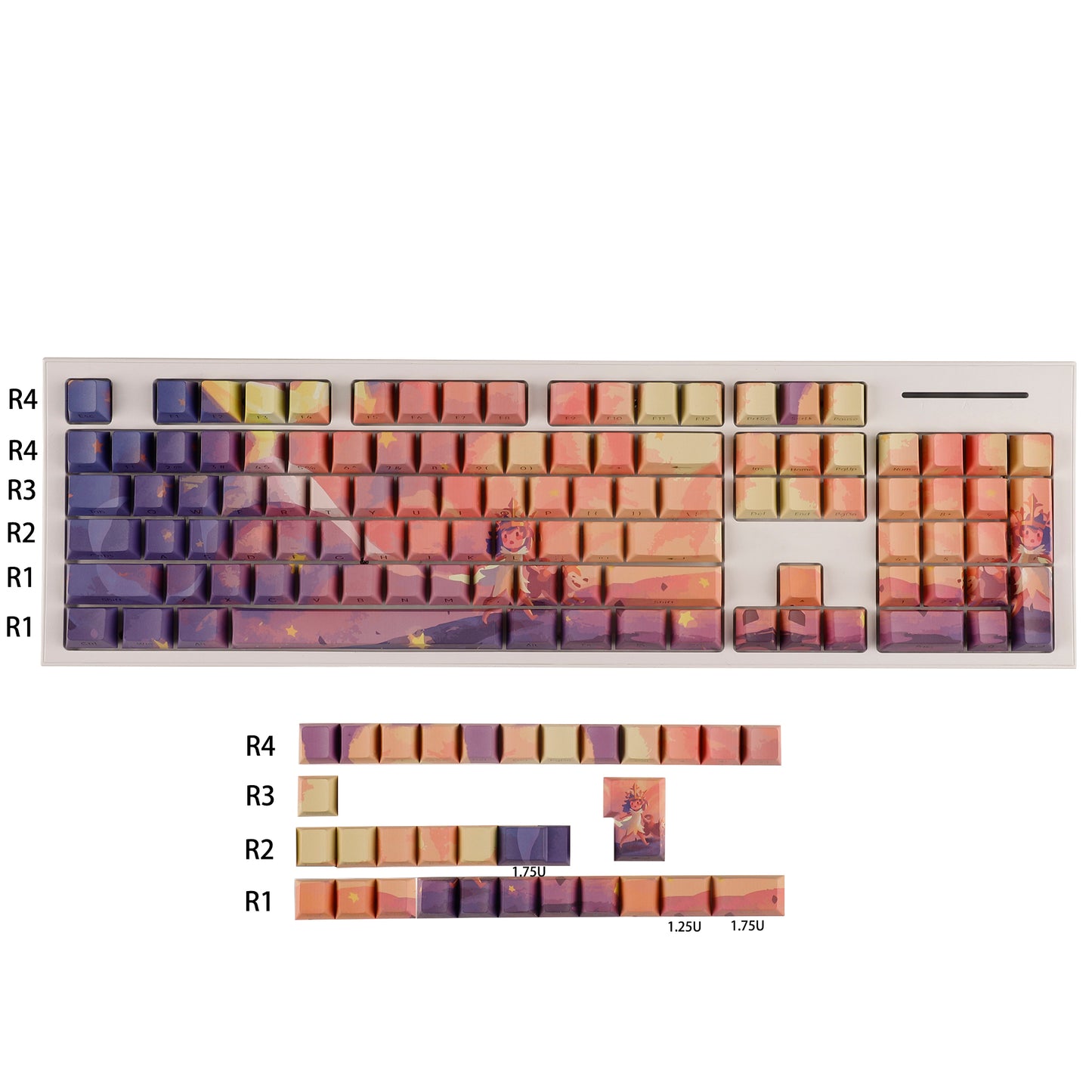 YMDK 134 Custom PBT Double Shot Side-lit Shine Through Translucent Backlit Cherry Profile keycap