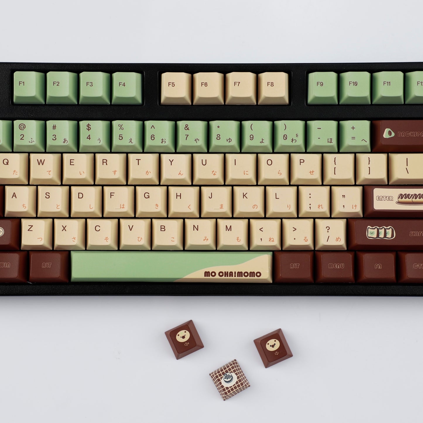 YMDK Matcha Theme 126 keys Keycaps PBT Cherry Profile Dye Sub Keycap for 65/75/87/98/100/104 MX Mechanical Keyboard