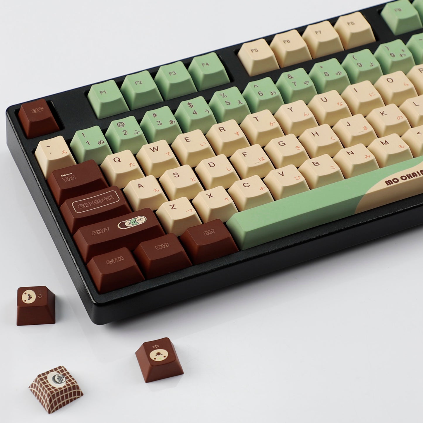 YMDK Matcha Theme 126 keys Keycaps PBT Cherry Profile Dye Sub Keycap for 65/75/87/98/100/104 MX Mechanical Keyboard