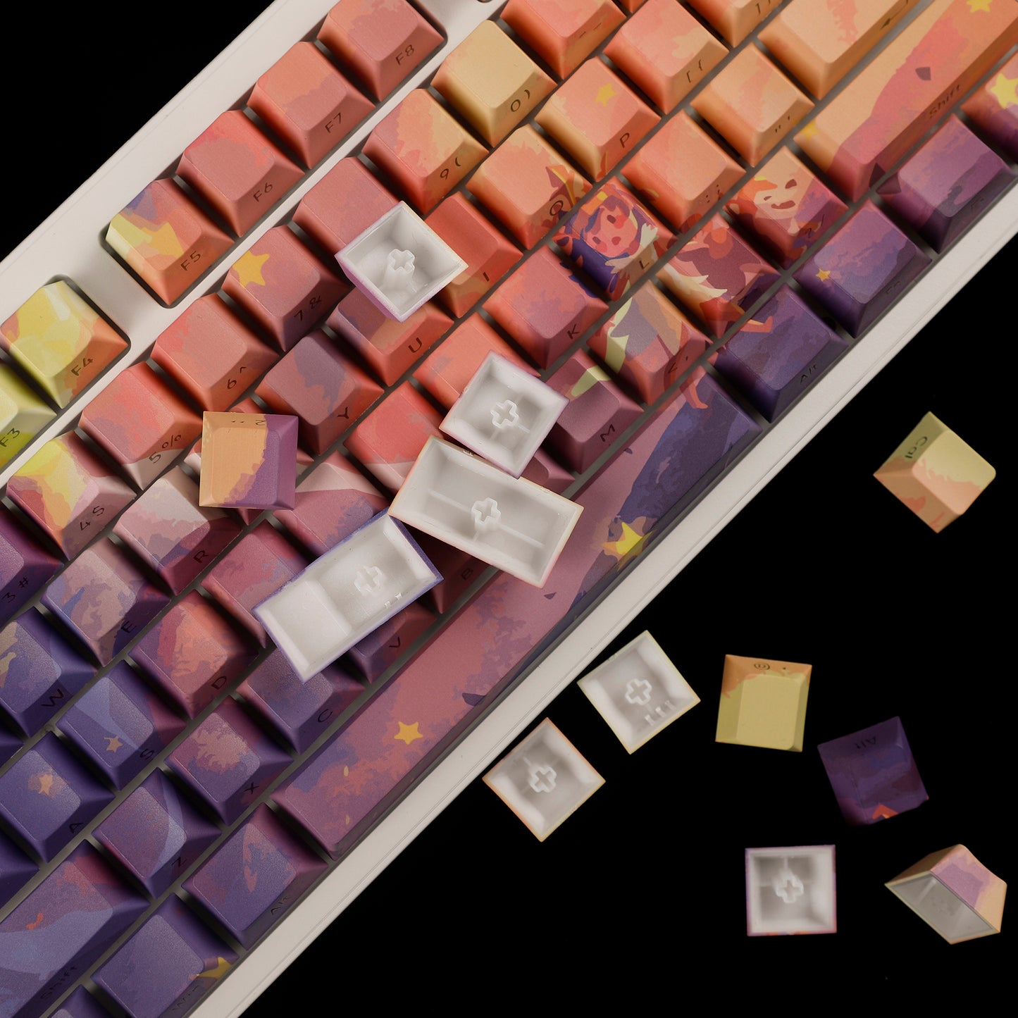 YMDK 134 Custom PBT Double Shot Side-lit Shine Through Translucent Backlit Cherry Profile keycap