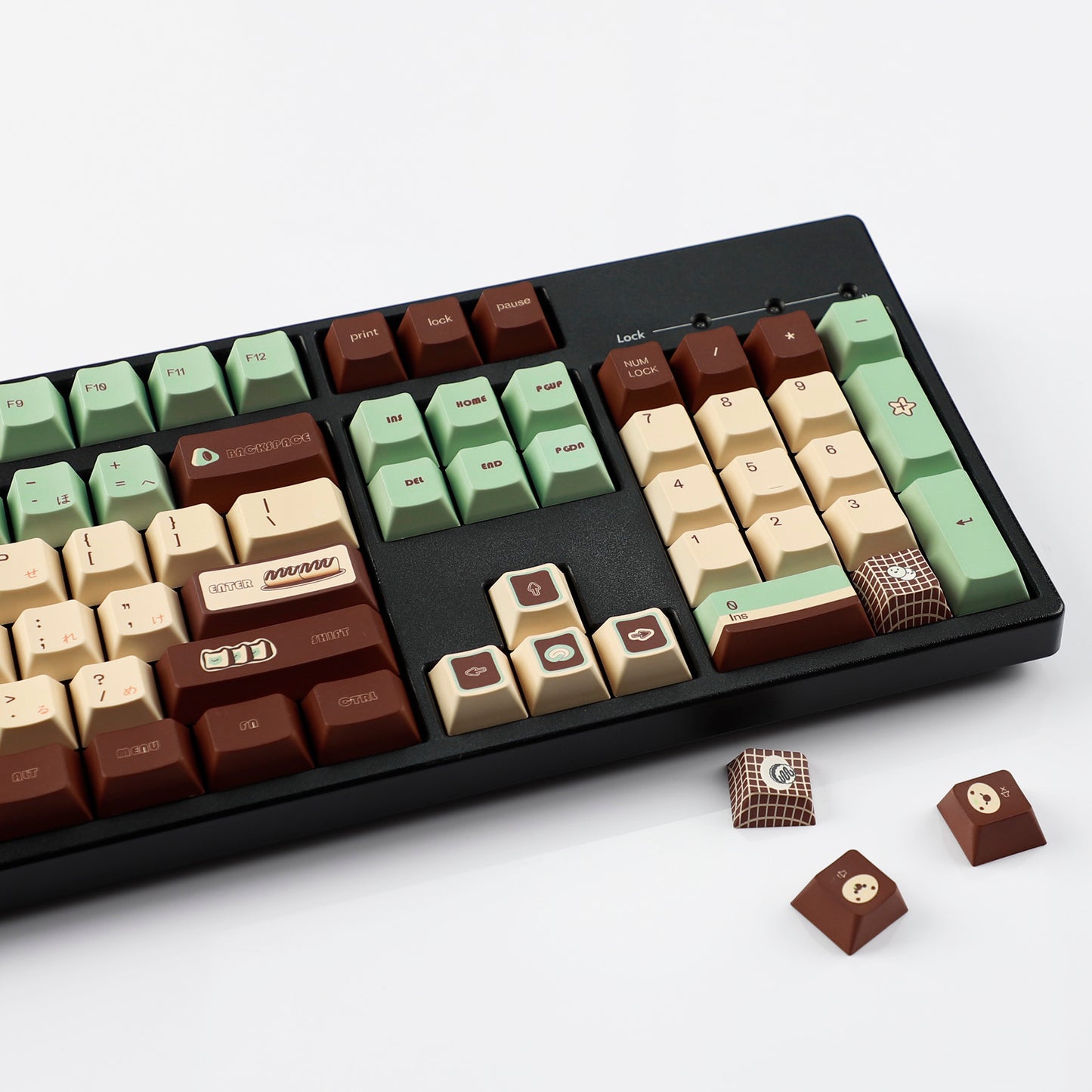 YMDK Matcha Theme 126 keys Keycaps PBT Cherry Profile Dye Sub Keycap for 65/75/87/98/100/104 MX Mechanical Keyboard