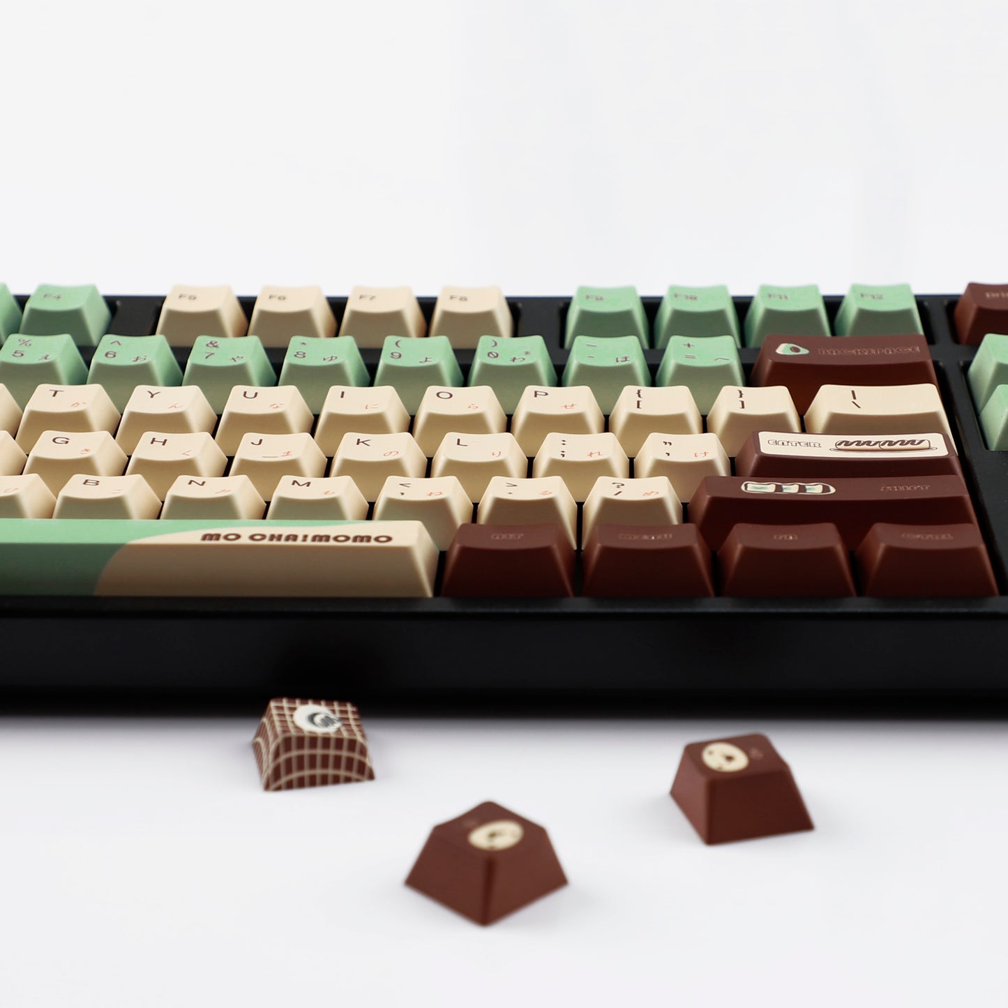 YMDK Matcha Theme 126 keys Keycaps PBT Cherry Profile Dye Sub Keycap for 65/75/87/98/100/104 MX Mechanical Keyboard