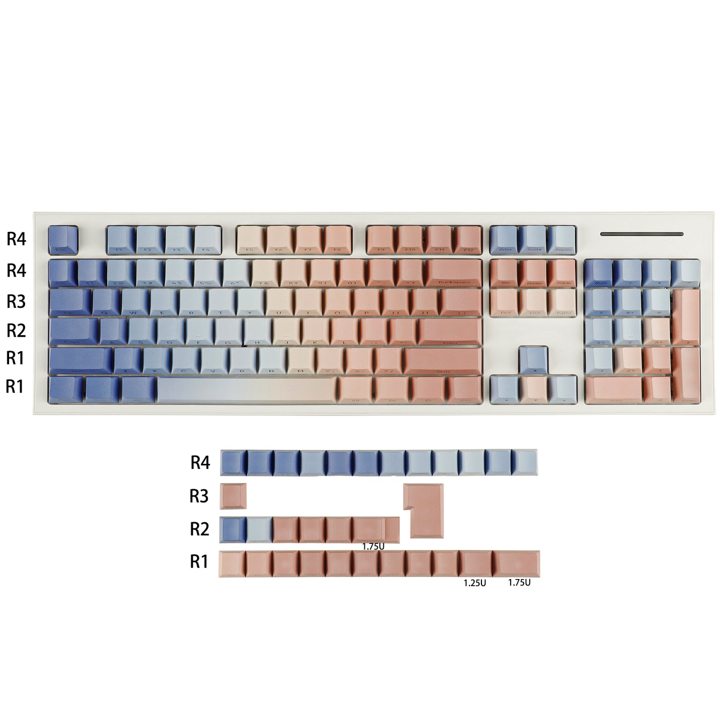 YMDK 134 Custom PBT Double Shot Side-lit Shine Through Translucent Backlit Cherry Profile keycap