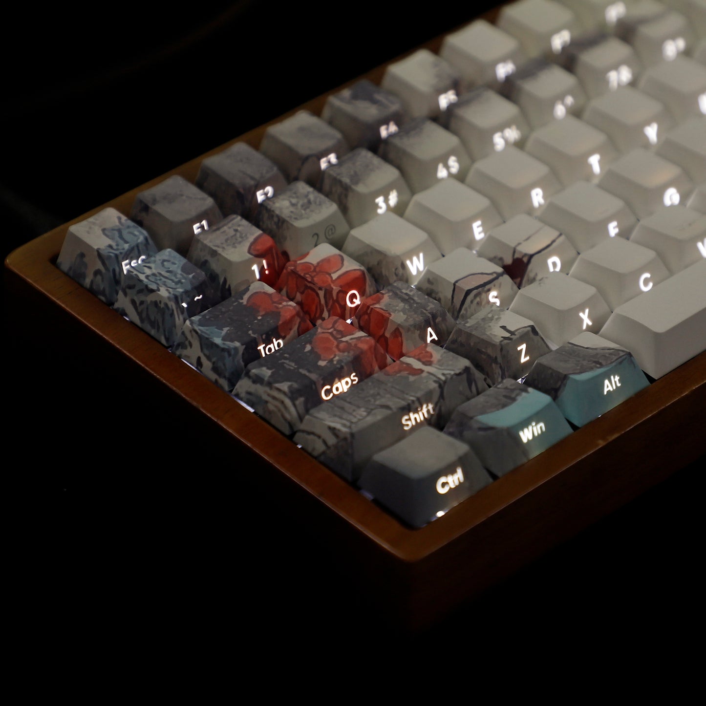 YMDK 134 Custom PBT Double Shot Side-lit Shine Through Translucent Backlit Cherry Profile keycap