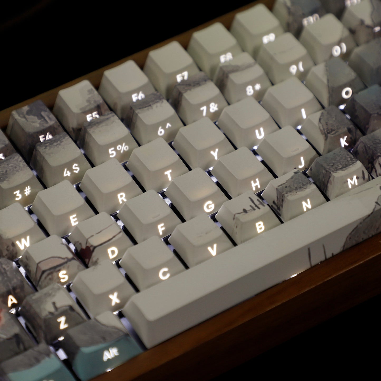 YMDK 134 Custom PBT Double Shot Side-lit Shine Through Translucent Backlit Cherry Profile keycap