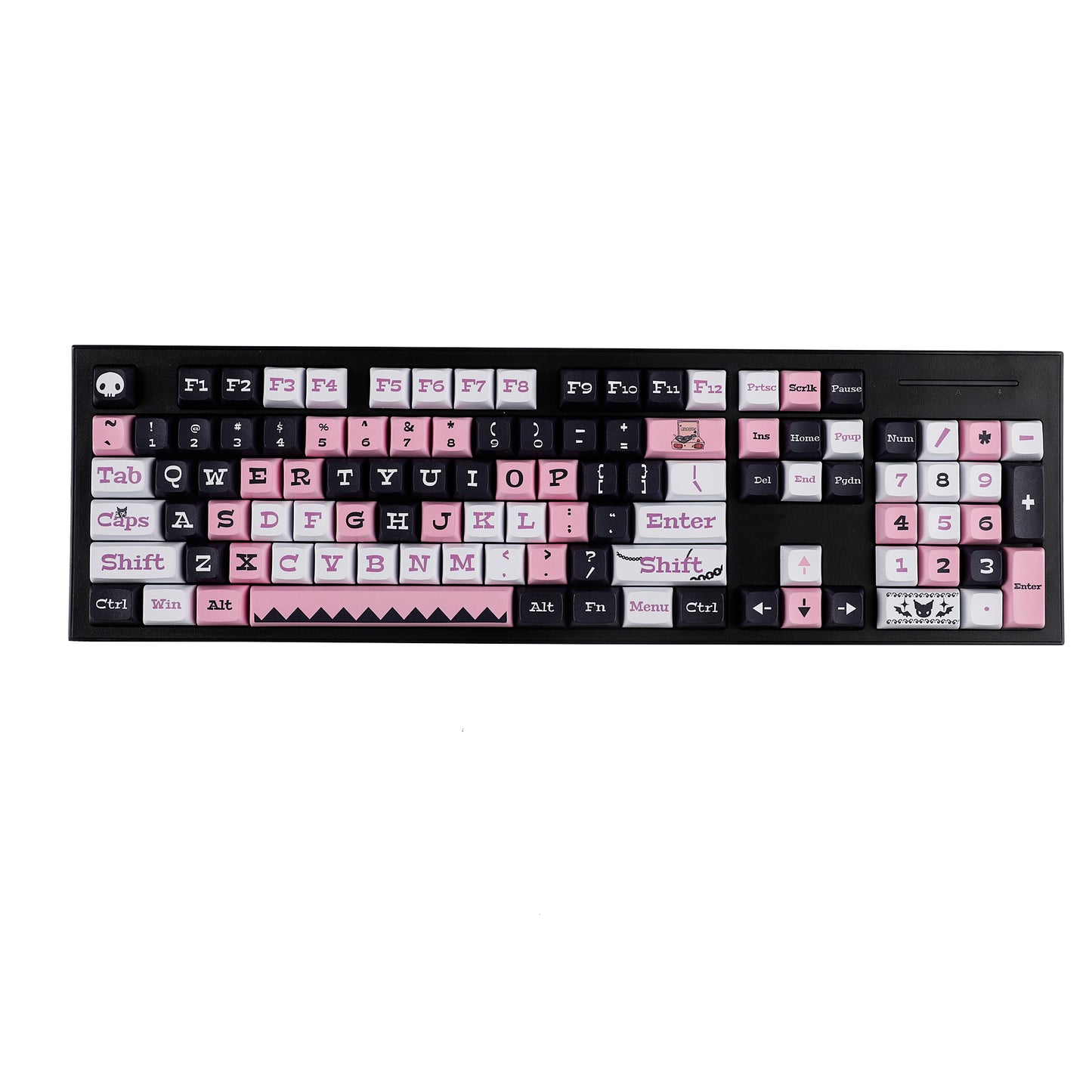 YMDK Kawaii Cartoon 127 keys 5 Sides Over Pink Black Dye Sub XDA PBT Keycap For MX Keyboard Apex
