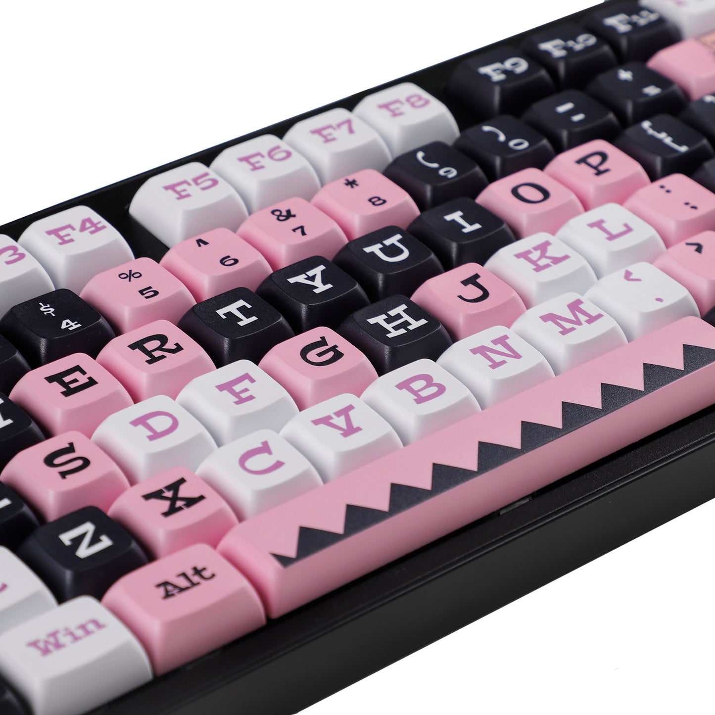 YMDK Kawaii Cartoon 127 keys 5 Sides Over Pink Black Dye Sub XDA PBT Keycap For MX Keyboard Apex