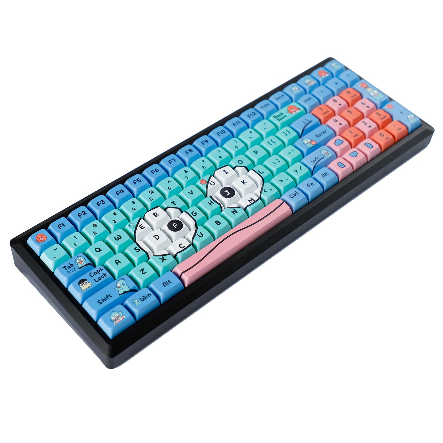 YMDK Ugly Fish Keycaps Full Set 133 Keys Creative Cute Interesting Keycap Dye Sub PBT XDA Profile Custom Key Caps for MX Mechanical Keyboard
